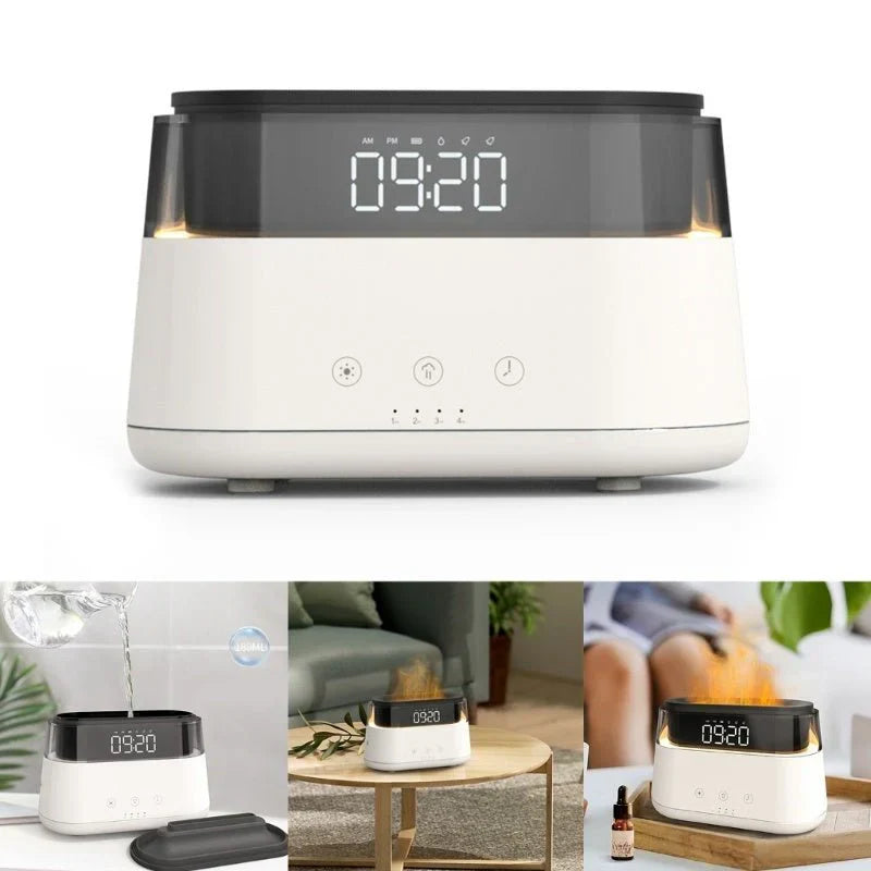 Flame Humidifier With Clock Bedroom Of Intelligent